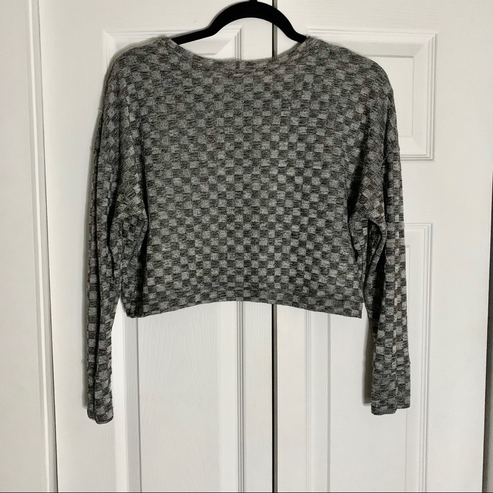 LNA Gray Checkered Crop Top